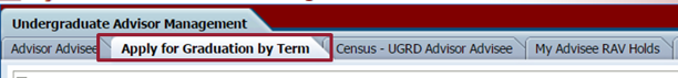 obiee tab row with apply for graduation by term indicated